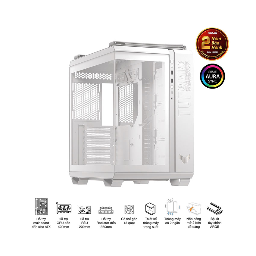 Vỏ Case Asus TUF GAMING GT502 HORIZON WHITE(ATX/Mid tower) 5
