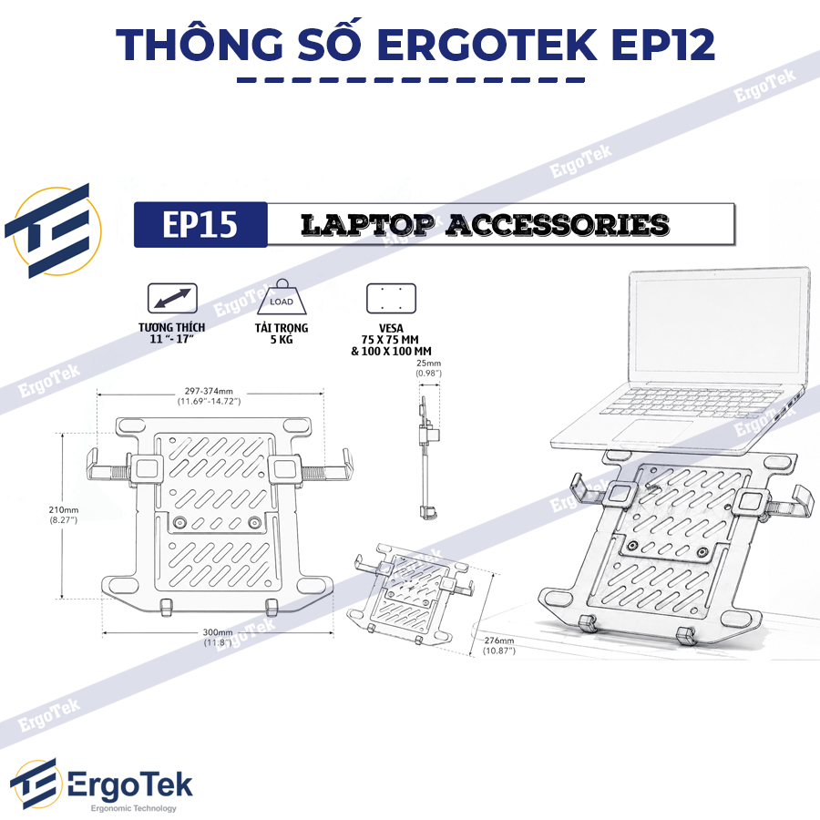 Giá đỡ Laptop Ergotek EP12 (11-17inch) tương thích North Bayou , Ergotek - Hình 6