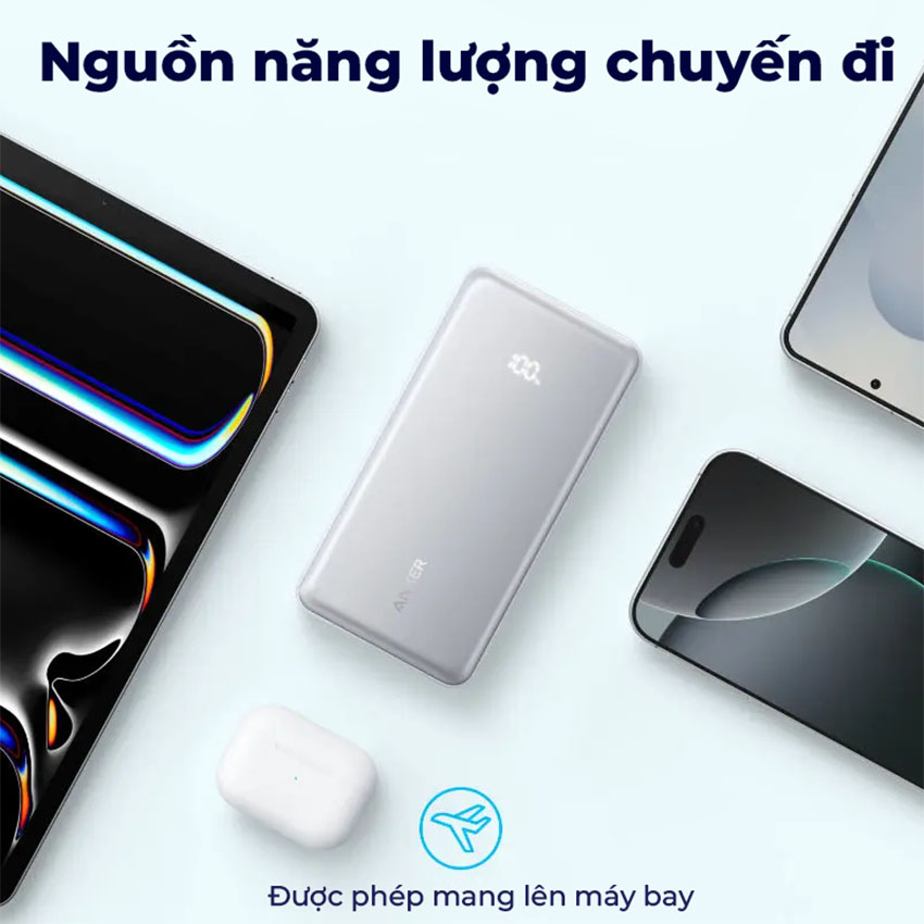 Sạc dự phòng Anker Zolo 1C1A 22.5W 10000mah (Built-In USB-C Cable) Trắng (White) B2B_A110D - Hình 2