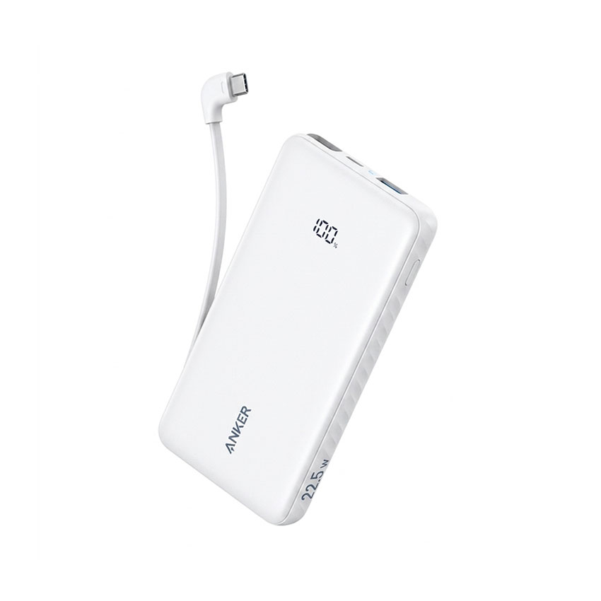 Sạc dự phòng Anker Zolo 1C1A 22.5W 20000mah (Built-In USB-C Cable) Trắng (White) B2B_A110E chính hãng