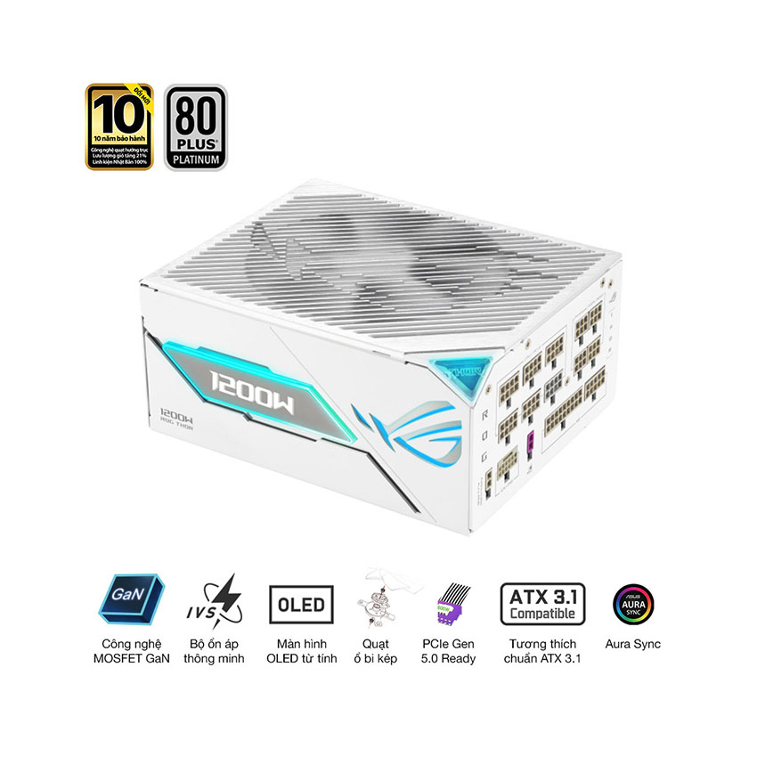 NGUỒN ASUS ROG THOR 1200P V3 WHITE - 1200W (80+ PLATINUM/ATX3.1/FULL MODULAR)