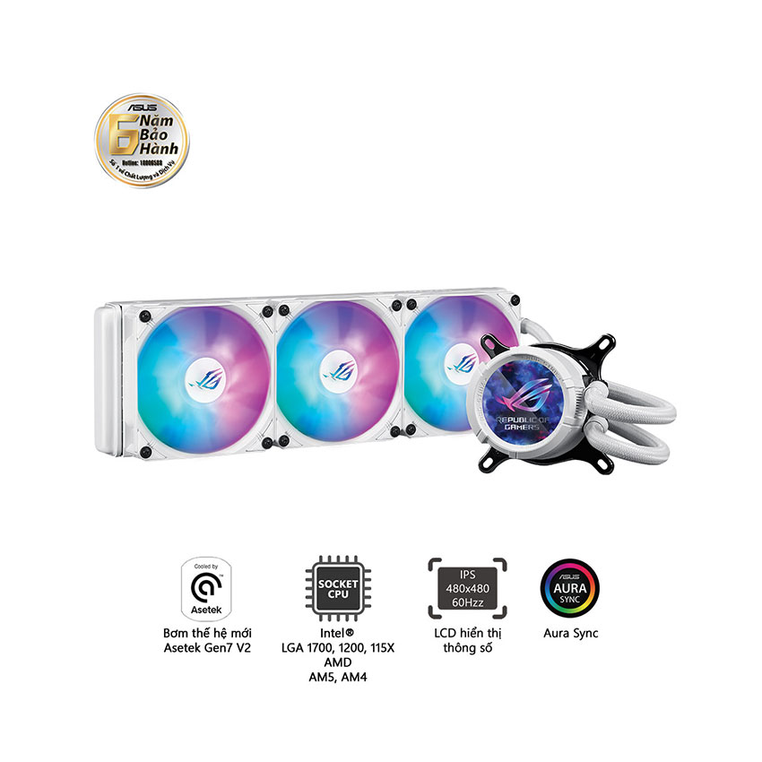 Tản nhiệt nước ASUS ROG STRIX LC III 360 ARGB LCD WHITE