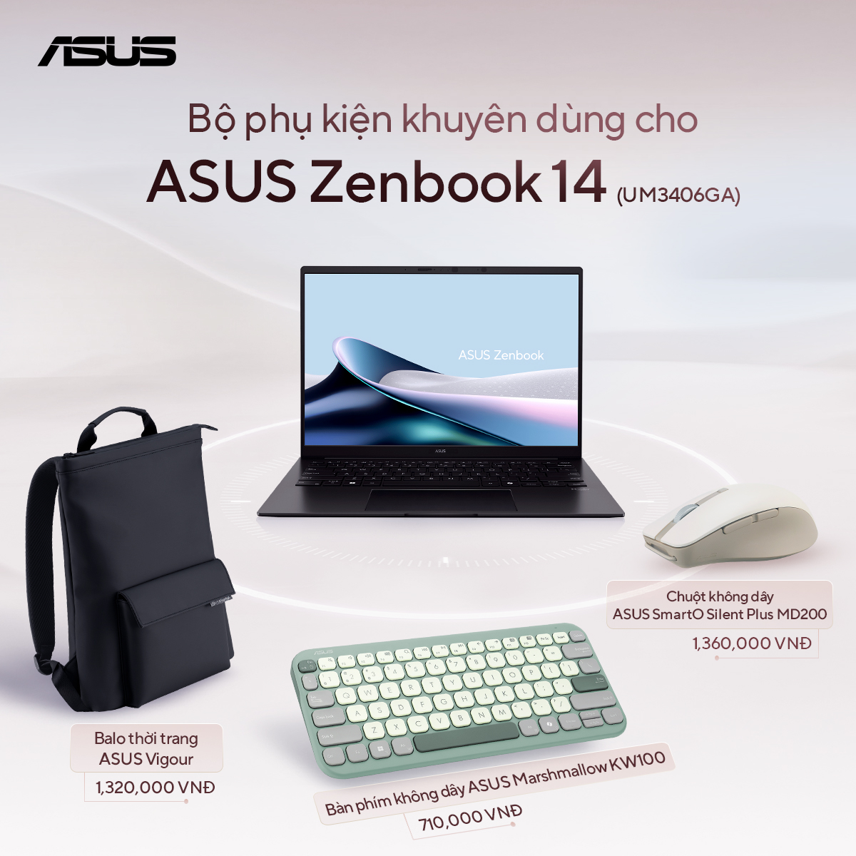 Laptop Asus ZenBook UM3406GA-QD073WS (AI7 445/32GB RAM/1TB SSD/14 WUXGA 60Hz/Win11/Túi/Đen) - Hình 2