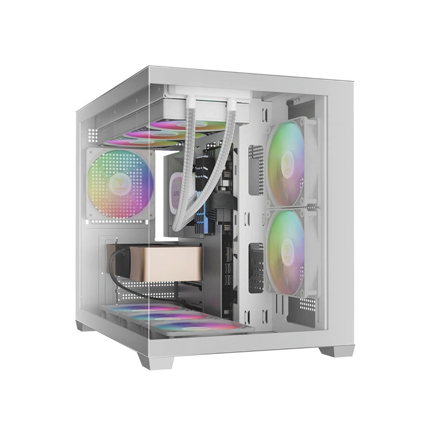 Vỏ Case GAMDIAS AURA GC10M V2 ARGB WHITE (mATX/3 fan/BTF) - Hình 2