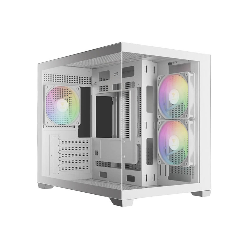 Vỏ Case GAMDIAS AURA GC10M V2 ARGB WHITE (mATX/3 fan/BTF) chính hãng