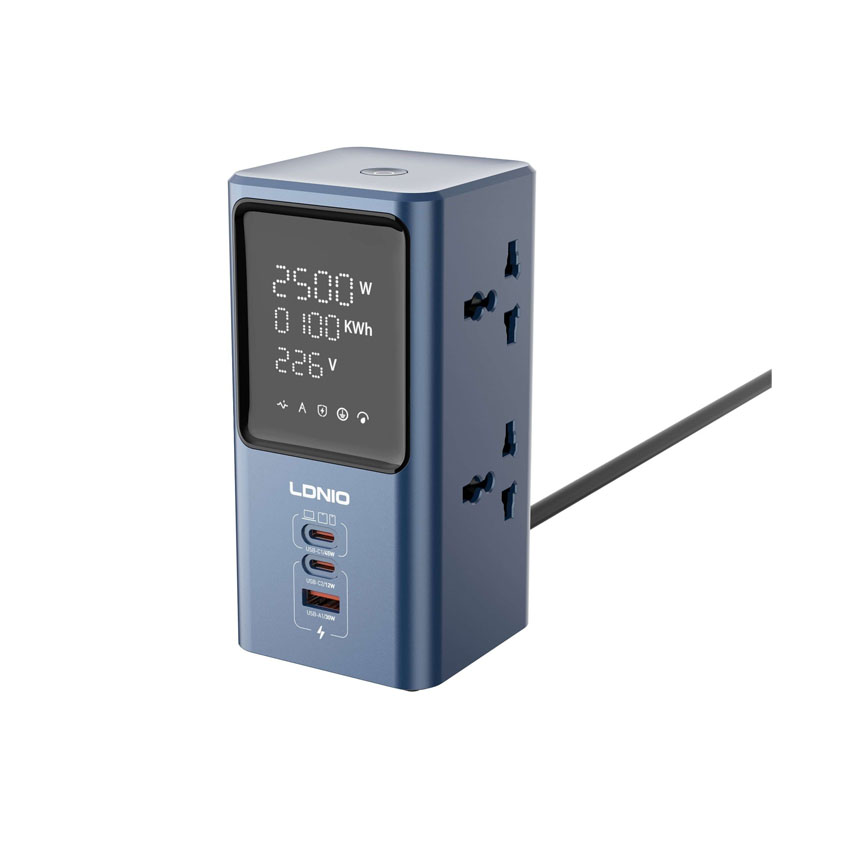 Ổ cắm đa năng LDNIO SC2 GaN 5in1 | 2 AC 2500W + 4 USB 45W (LD-SC2) chính hãng