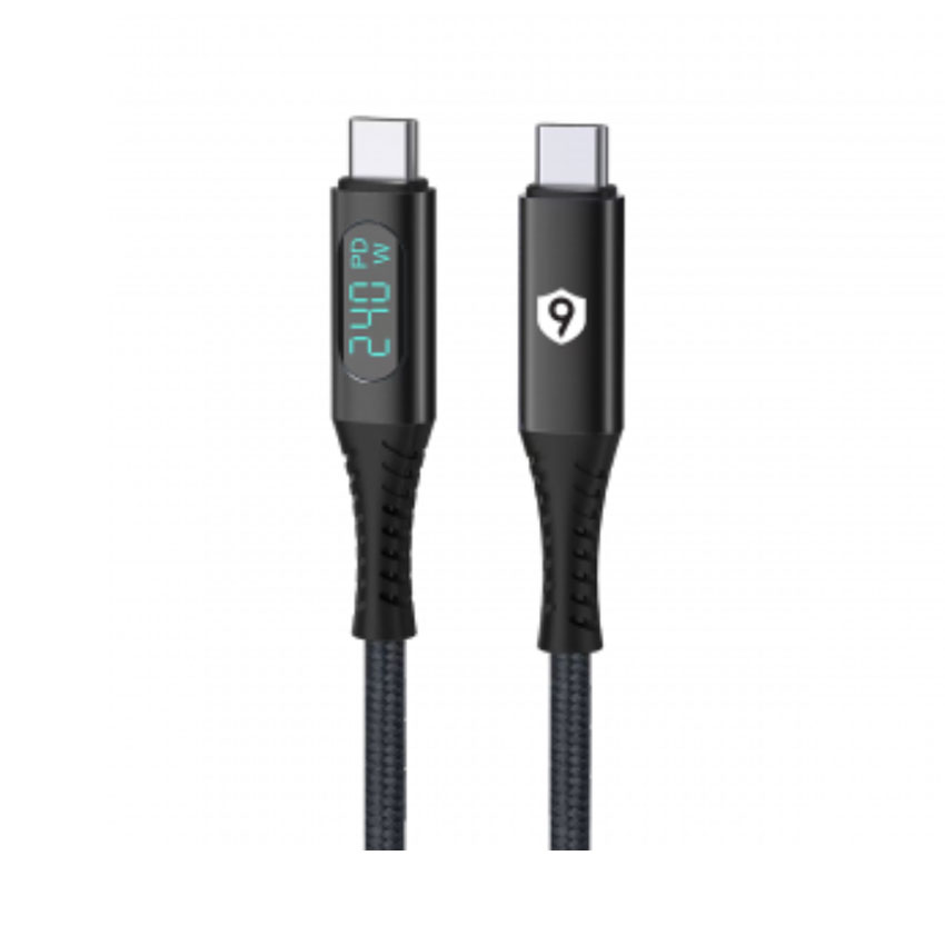 Cáp 9FIT Supreme USB-C to USB-C USB3.2 up to 20Gbps - PD 240W - 4K - LCD 1M Black - 9C24PCCB chính hãng