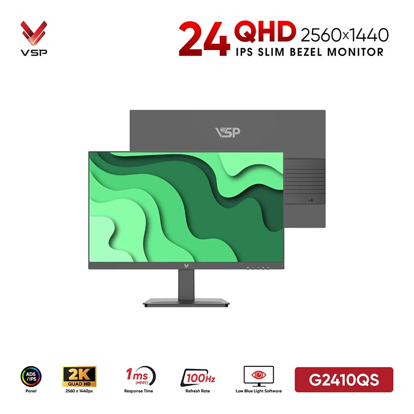 Màn hình VSP G2410QS (23.8 inch/QHD/IPS/100Hz/1ms/loa/USB-C 65W) - Hình 3