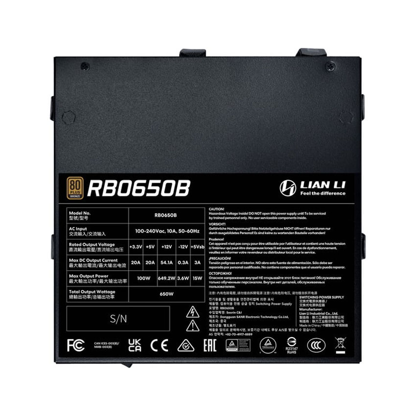 Nguồn LIAN LI RB650B Black - 650W (80+ BronzeATX3.1) 3