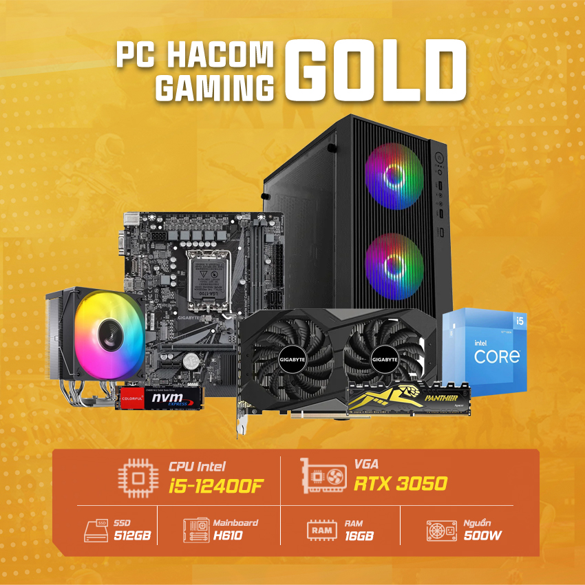 PC HACOM GOLD PRO 061 ( Intel i5 12400F / VGA RTX 3050 )