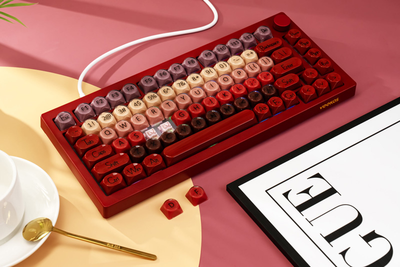 ban phim veekos k75 wine red frost pink switch hacom 1