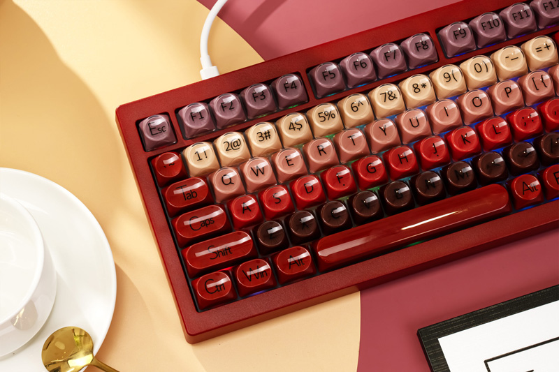 ban phim veekos k75 wine red frost pink switch hacom 2