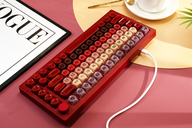 ban phim veekos k75 wine red frost pink switch hacom 4