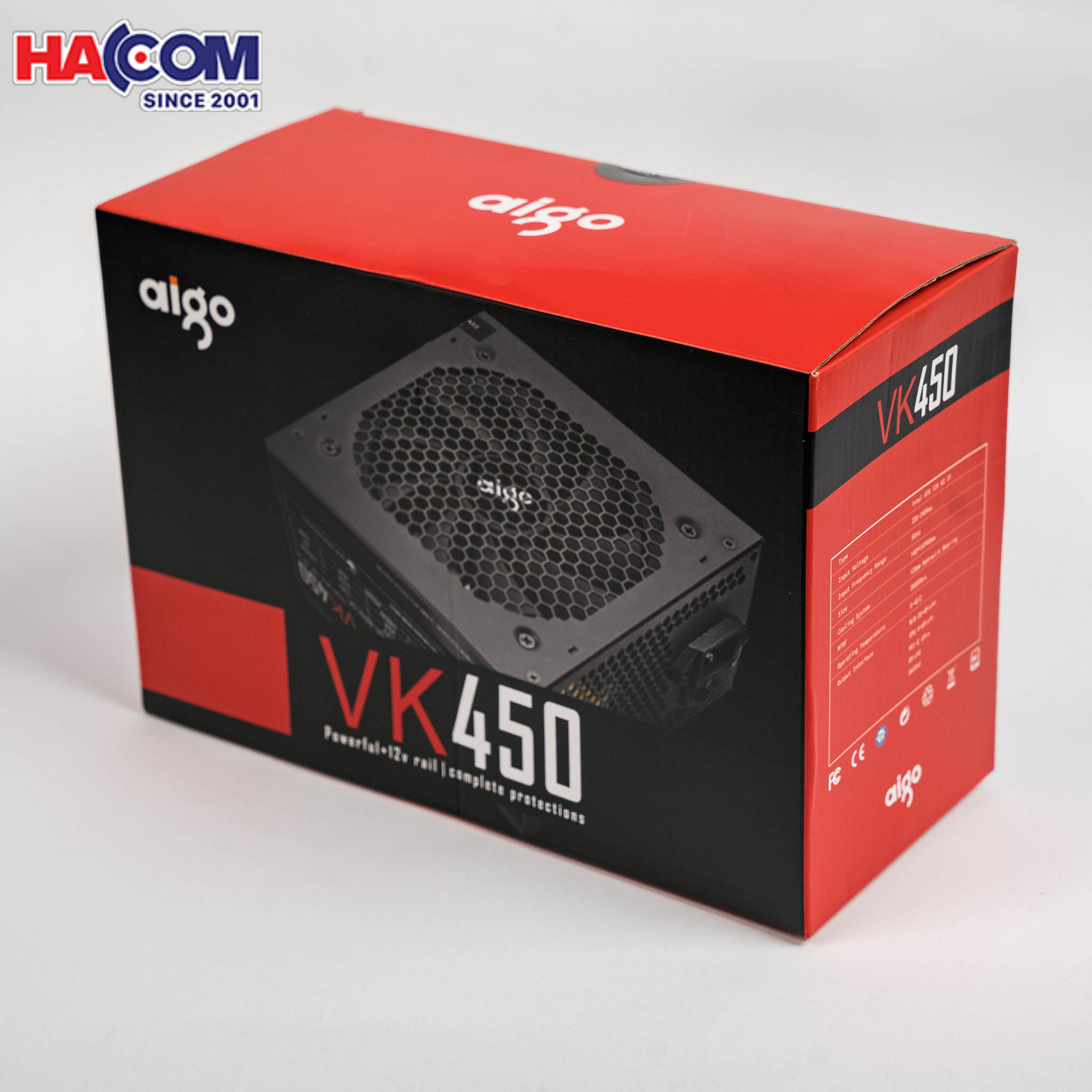 Nguồn máy tính AIGO VK450 - 450W (Màu Đen) - Cũ đẹp (Tray) 3