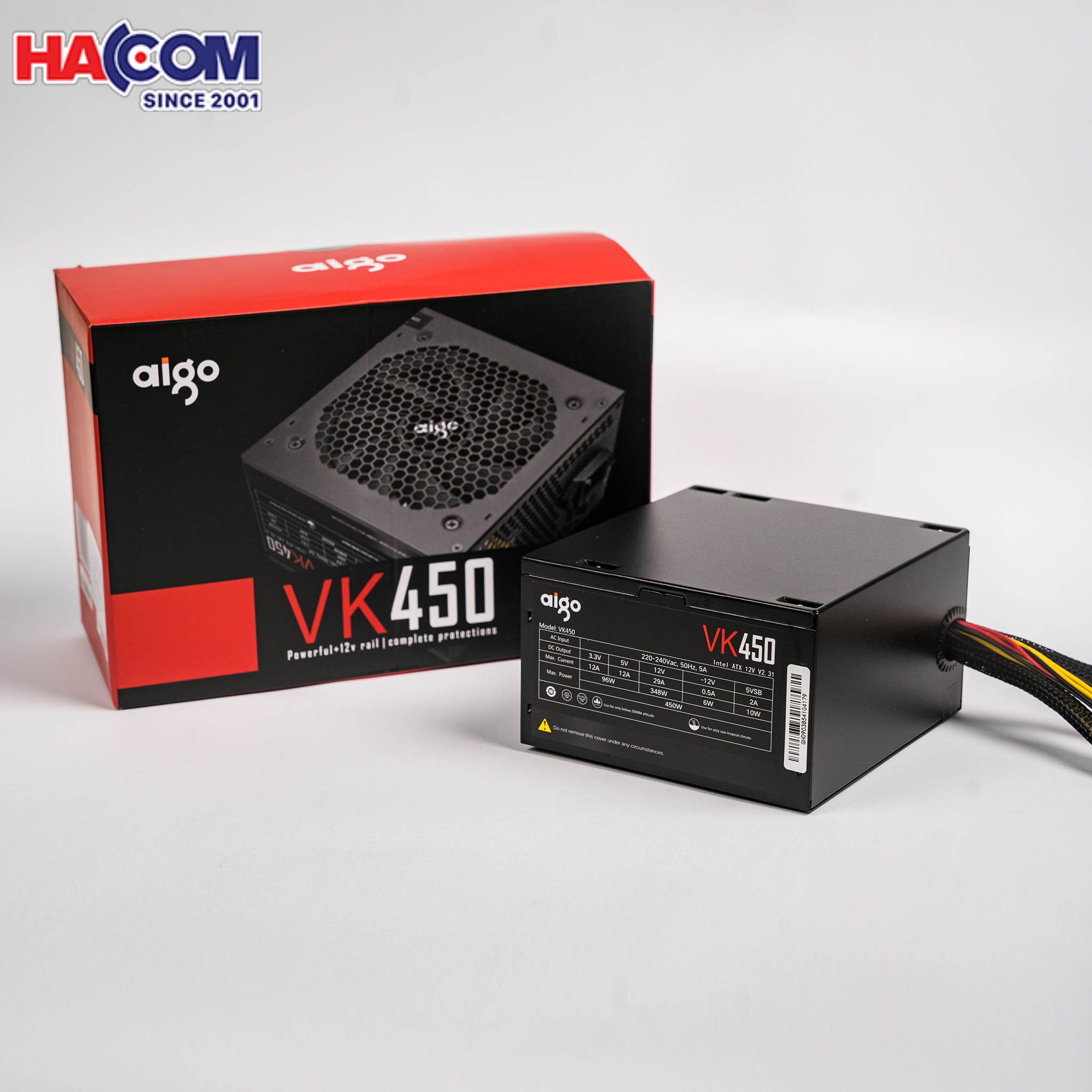 Nguồn máy tính AIGO VK450 - 450W (Màu Đen) - Cũ đẹp (Tray) 4