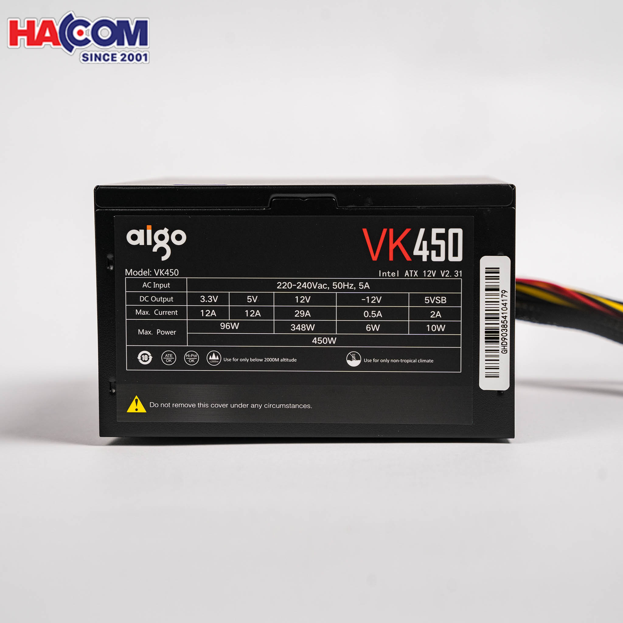 Nguồn máy tính AIGO VK450 - 450W (Màu Đen) - Cũ đẹp (Tray) 5