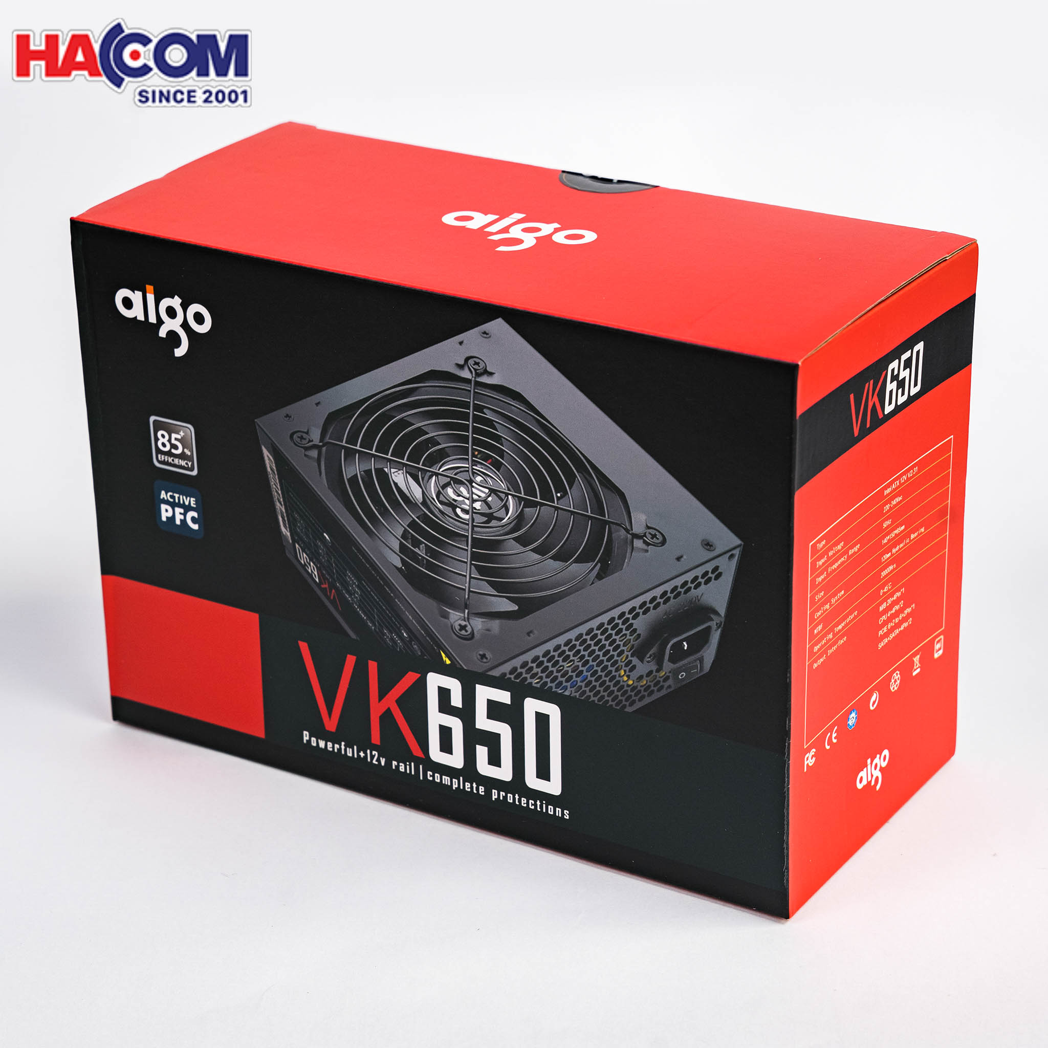 Nguồn máy tính AIGO VK650 - 650W (80 Plus/ Active PFC/ Single Rail) 2
