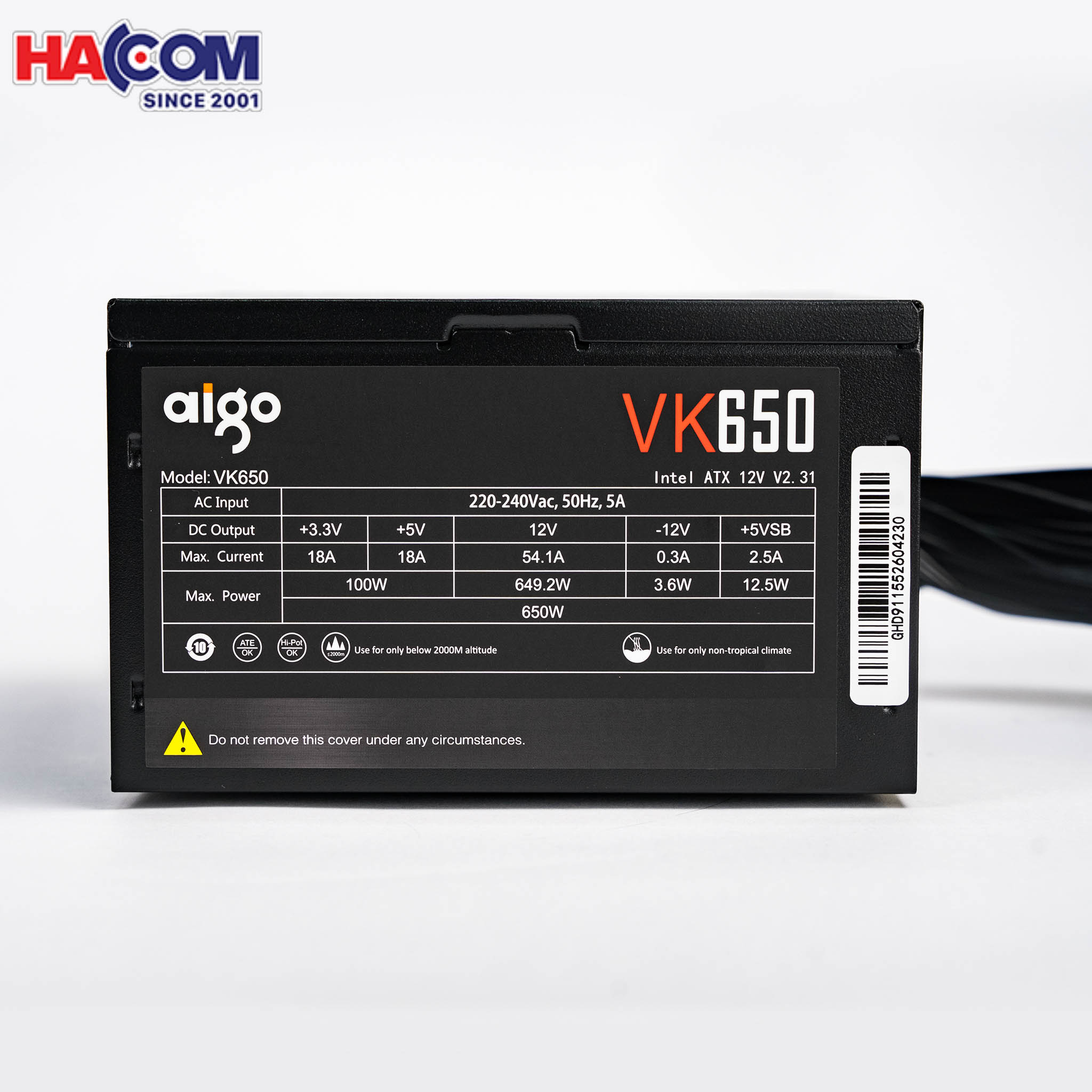 Nguồn máy tính AIGO VK650 - 650W (80 Plus/ Active PFC/ Single Rail) 5