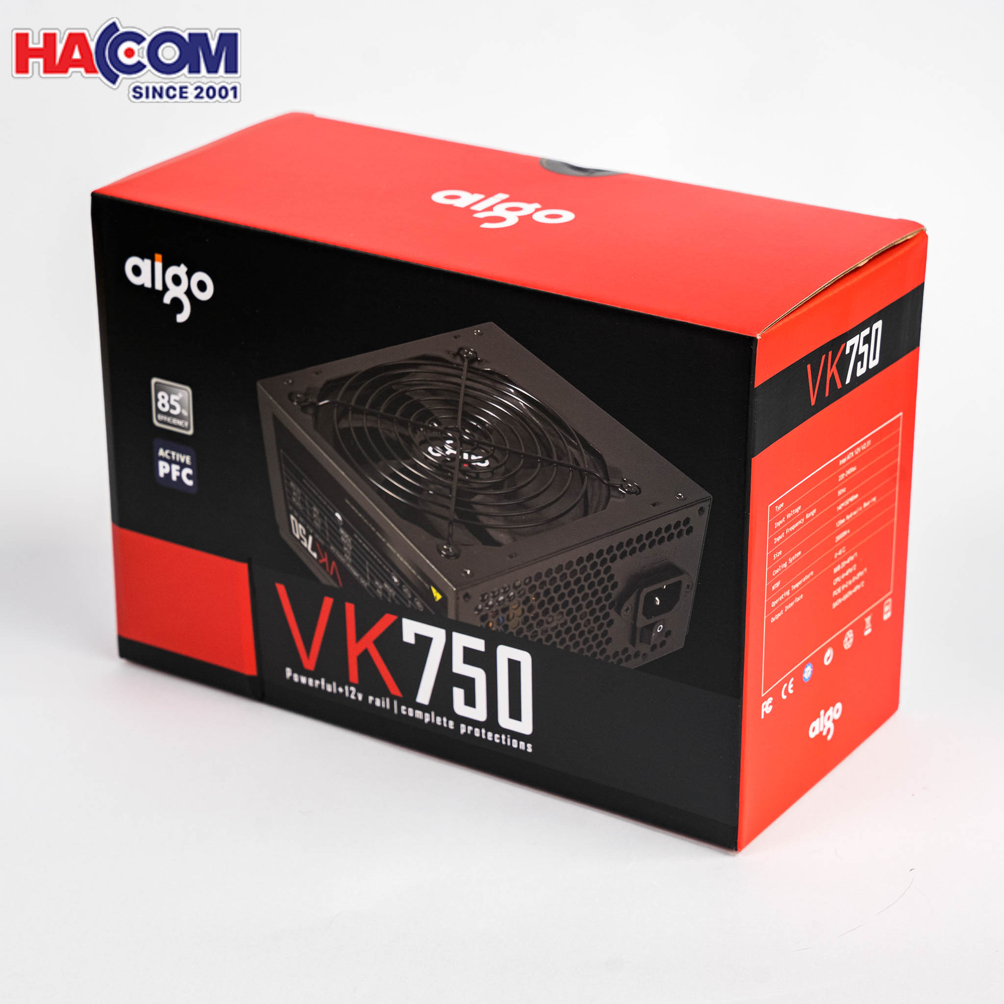 Nguồn máy tính AIGO VK750 - 750W (85 Plus/ Active PFC/ Single Rail) 3