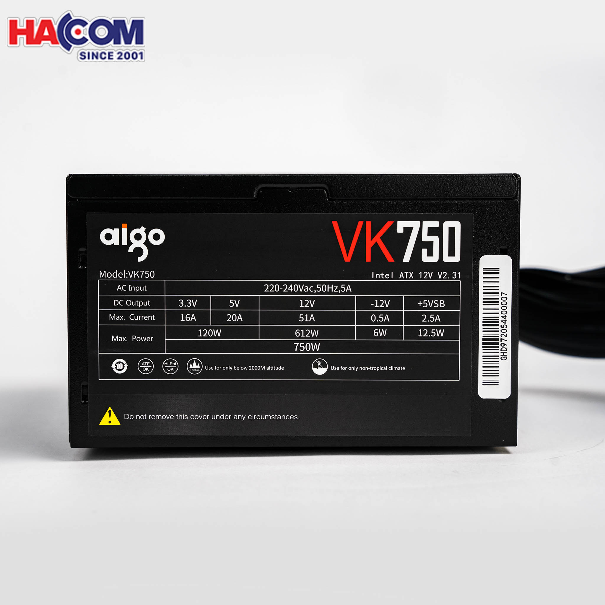 Nguồn máy tính AIGO VK750 - 750W (85 Plus/ Active PFC/ Single Rail) 7