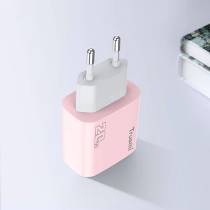 Sạc điện thoại TRUSMI 2 cổng CH11 1 cổng USB và USB-C 20W chân cắm US kèm cáp C-C, màu trắng - CH11-074 1