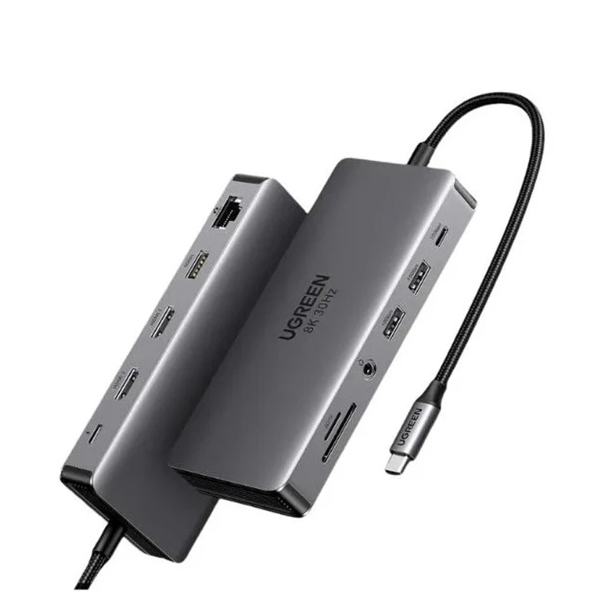 Bộ chuyển USB Type C Thunderbolt to HDMI/USB 3.2/SD/TF/Lan Gigabit/Sạc PD/Audio 3.5mm Ugreen 15965