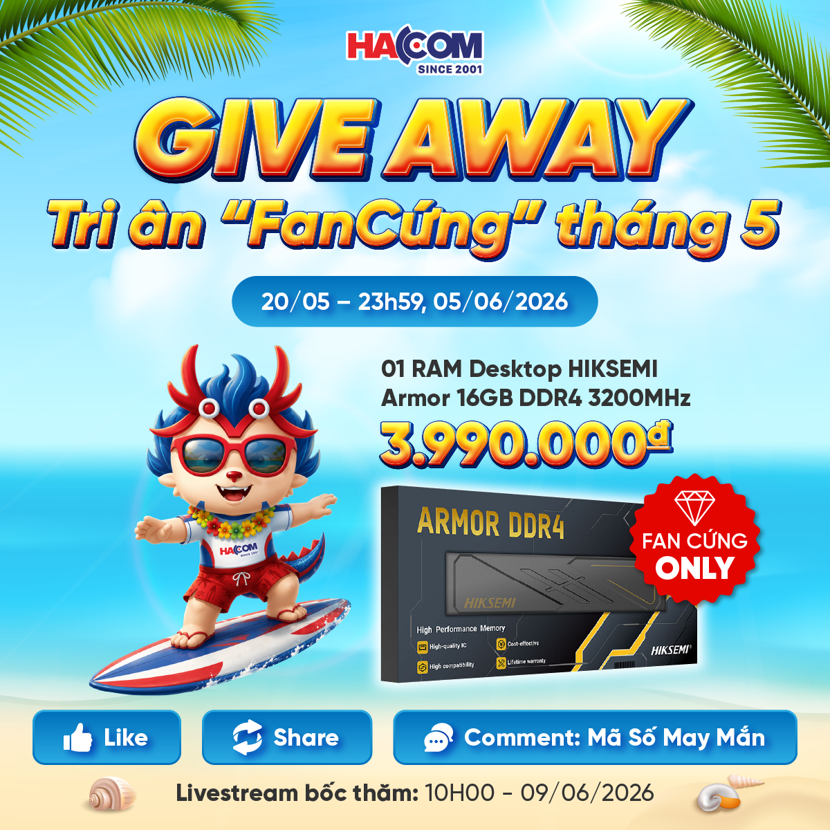 HACOM GIVE AWAY – TRI ÂN FAN CỨNG THÁNG 05