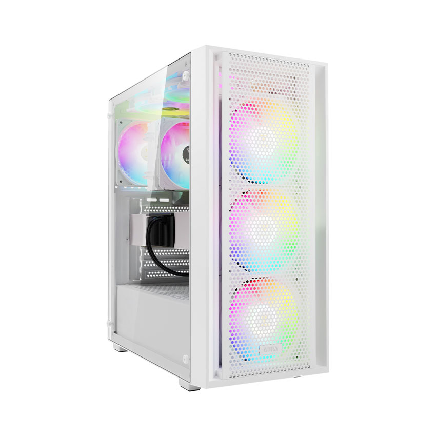 Vỏ Case GAMDIAS AURA GC2 ELITE ARGB WHITE (ATX/0 fan) - Hình 1