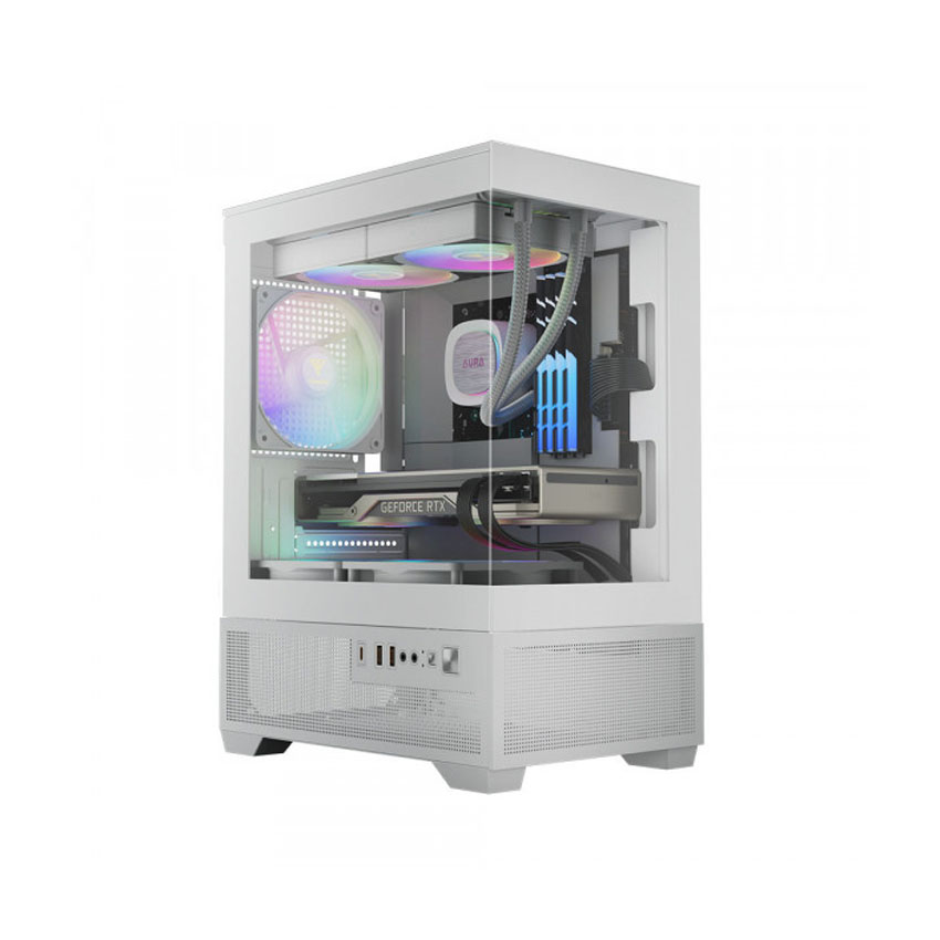 Vỏ Case GAMDIAS AURA GC9M Elite ARGB WHITE (mATX/3 fan) chính hãng