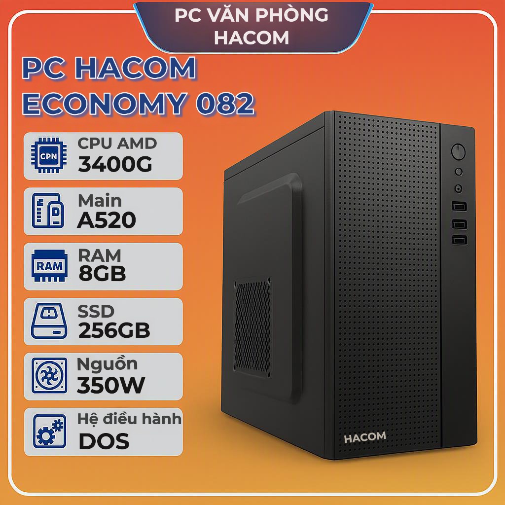 PC HACOM ECONOMY 082 ( Ryzen 5 3400G / 8GB RAM / 256 SSD) chính hãng