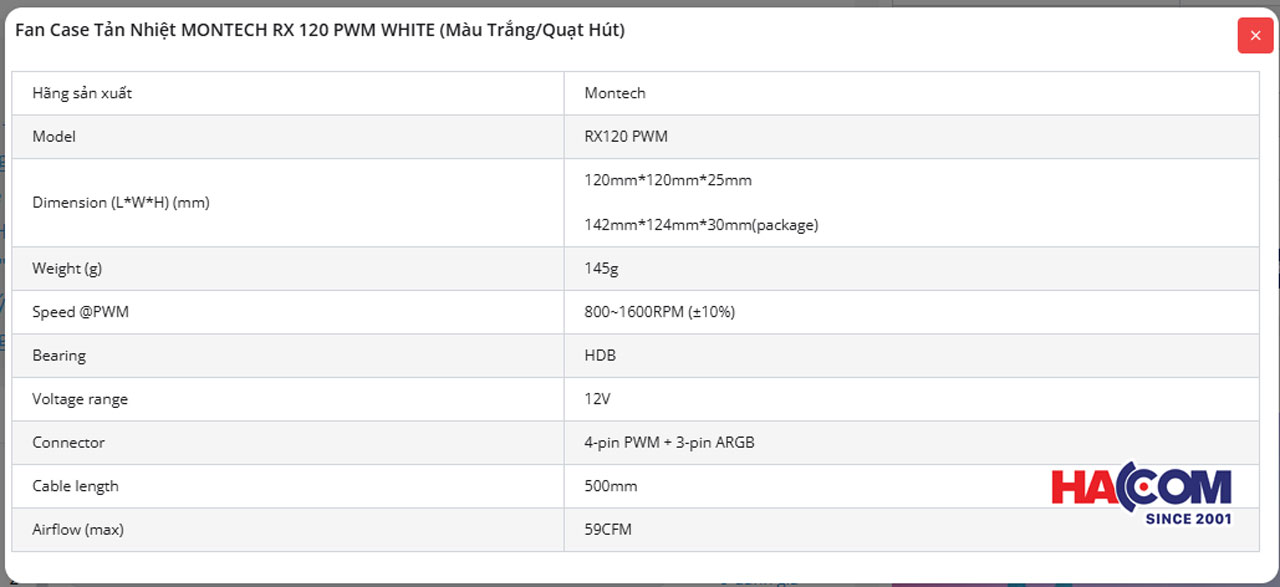 thong so quat tan nhiet hacom 5