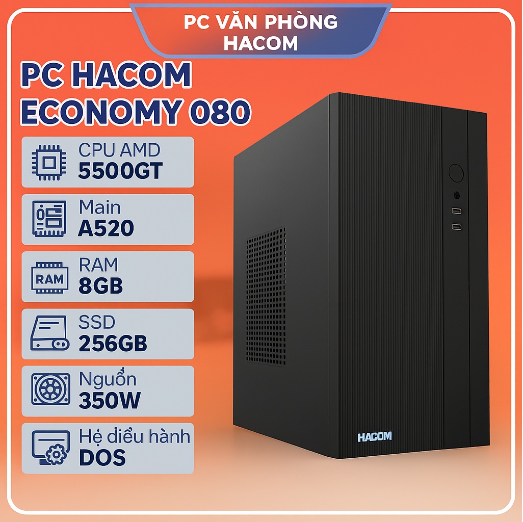 PC HACOM ECONOMY 080 ( Ryzen 5 5500GT / 8GB RAM / 256GB SSD)