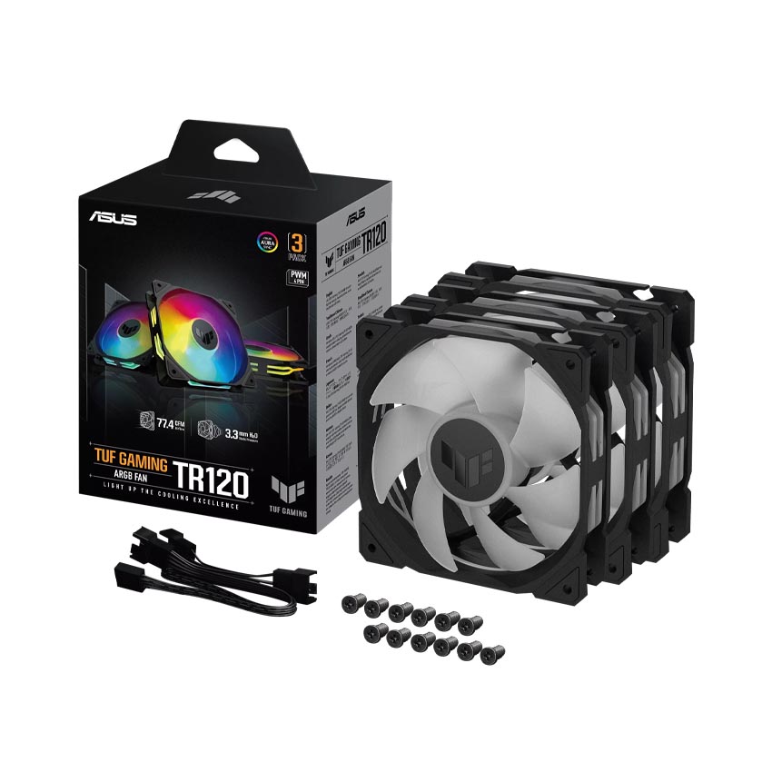 Fan Case ASUS TUF Gaming TR120 ARGB Black (Pack 3 fan 120mm) - Hình 3