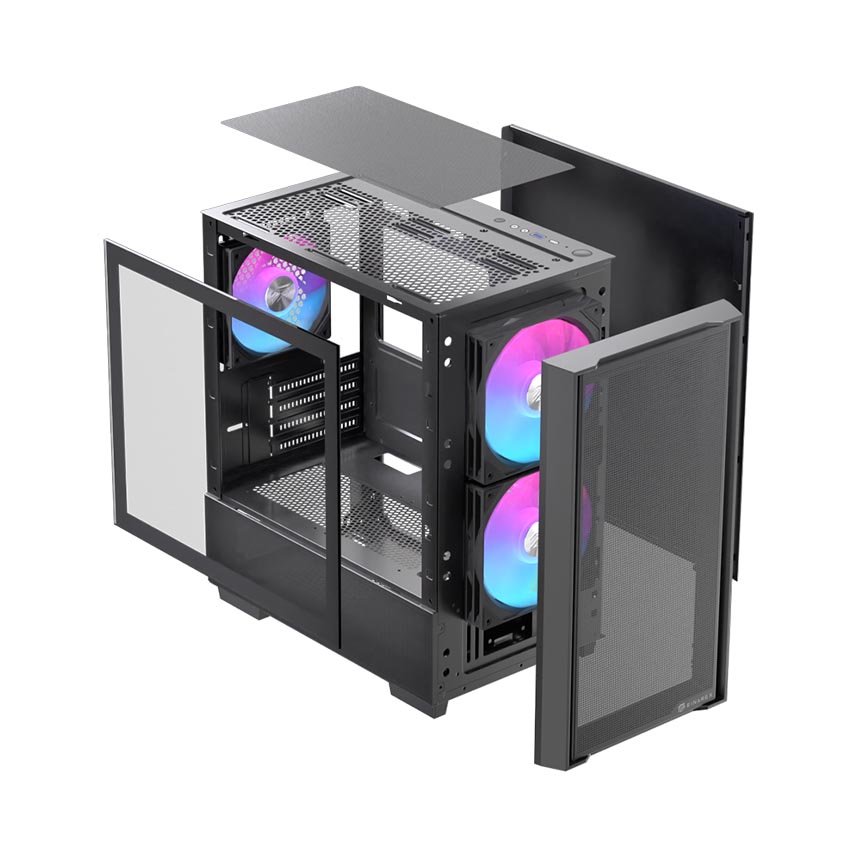 Vỏ Case EINAREX PM150 RGB Black (mATX/3 fan) - Hình 4
