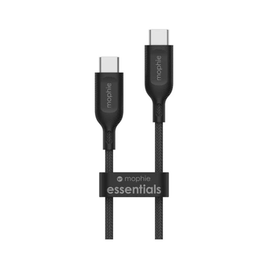 Cáp USB-C to USB-C (60W) mophie Essentials 2M Black - 409912237 chính hãng