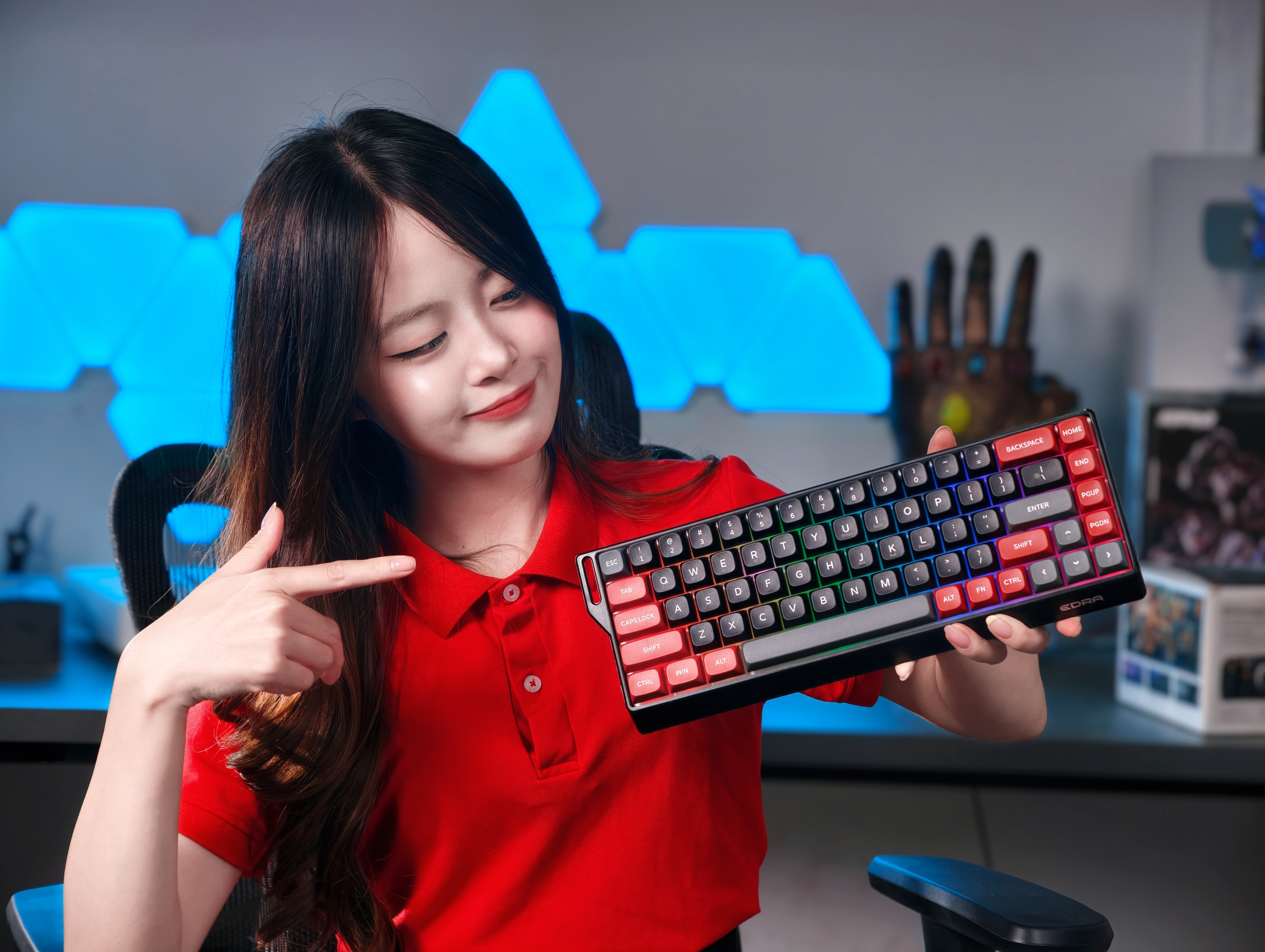 Bàn phím cơ không dây EDRA EK368WT (Red switch) - Hình 6