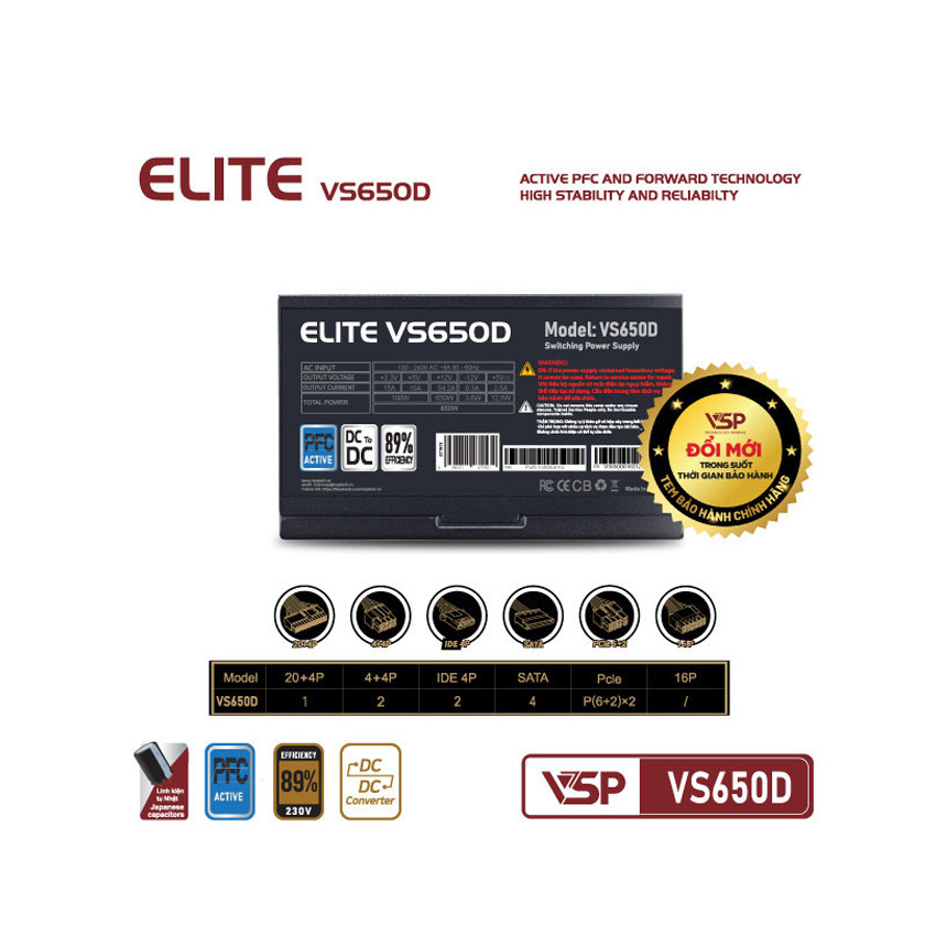 Nguồn VSP ELITE VS650D - 650W (A.PFC/DC TO DC) - Hình 2