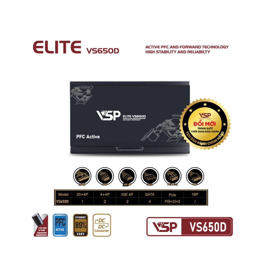 Nguồn VSP ELITE VS650D - 650W (A.PFC/DC TO DC) - Hình 3