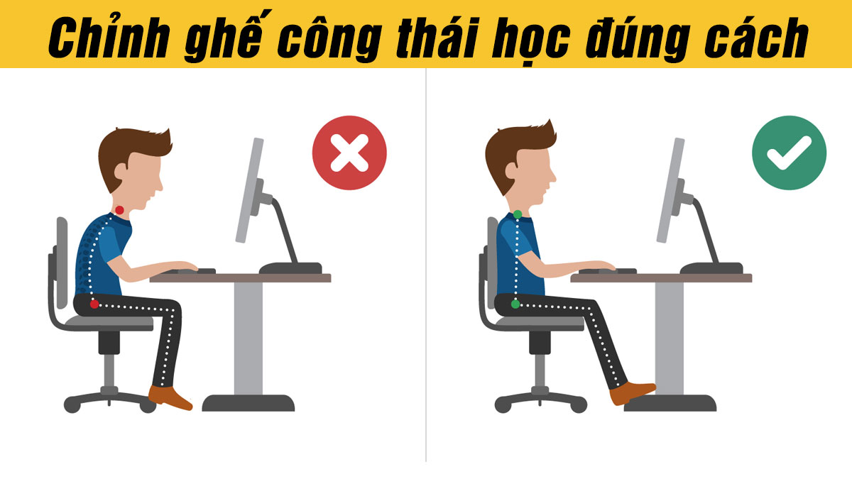 Mẹo điều chỉnh ghế công thái học để giảm đau lưng