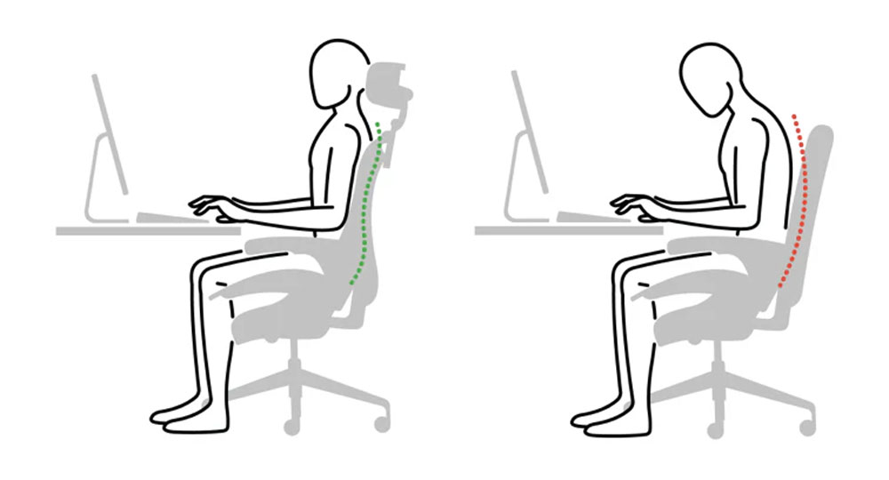 tựa đầu của ghế công thái học giúp bảo vệ vai gáy khi ngồi lâu