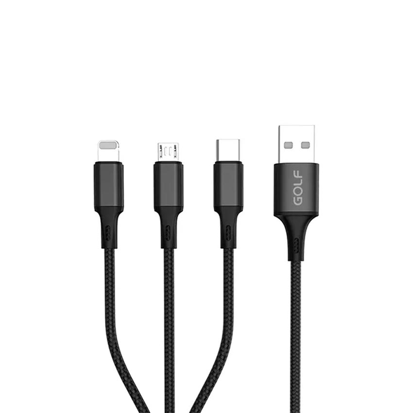 Cáp sạc Golf 3 in 1USB-A to Type-C/Lingning/Micro GC-86 màu đen 2