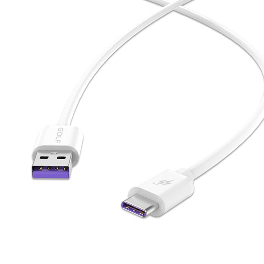 Cáp sạc Golf USB-A to Type-C 5A GC-77 màu trắng 2