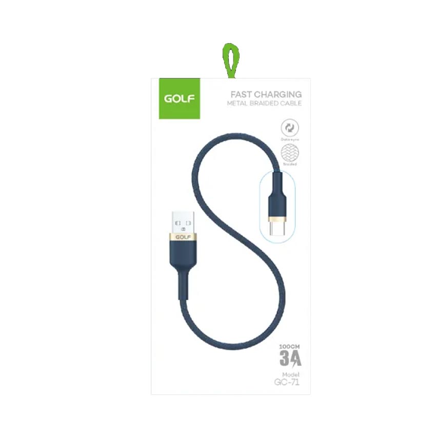 Cáp sạc Golf USB-A to Type-C GC-71T màu xanh đen