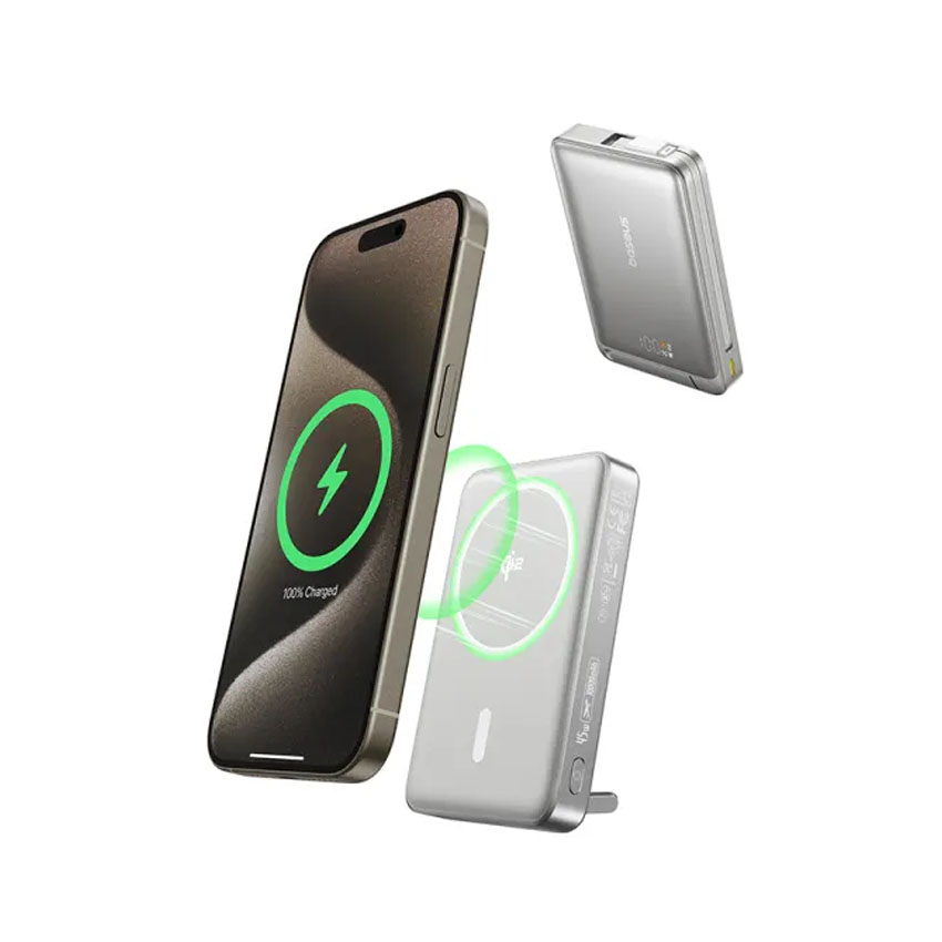 Sạc dự phòng hiệu Baseus Nomos 3-in-1 10000mAh 45W - Màu xám bạc 1