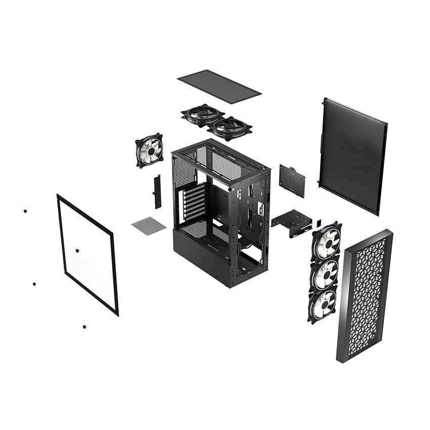 Vỏ Case VITRA Saphira NX16 3FRGB Black (e-ATX/ 3 Fan RGB) - Hình 4