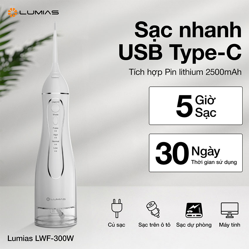Máy Tăm Nước Dung Tích 300ML Lumias LWF-300W - Màu Trắng 7