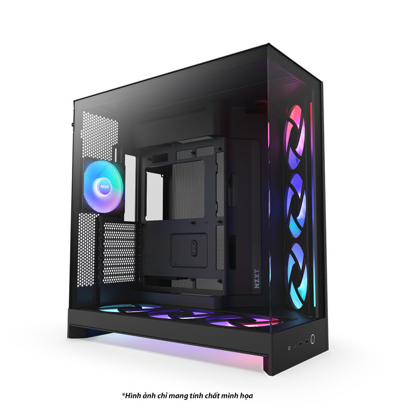 Vỏ máy tính NZXT H9 FLOW RGB PLUS ALL BLACK (ATX/2 fan F420 RGB /1 fan F120Q/Hub)