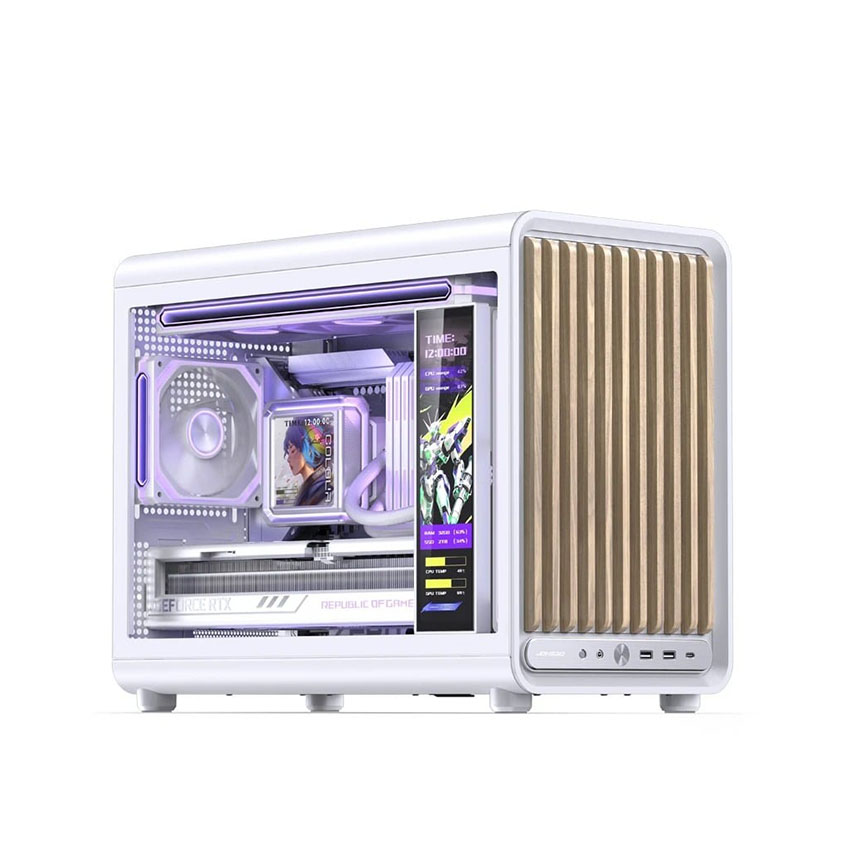 Vỏ case JONSBO D33 WOOD WHITE (mAtx/0 Fan)