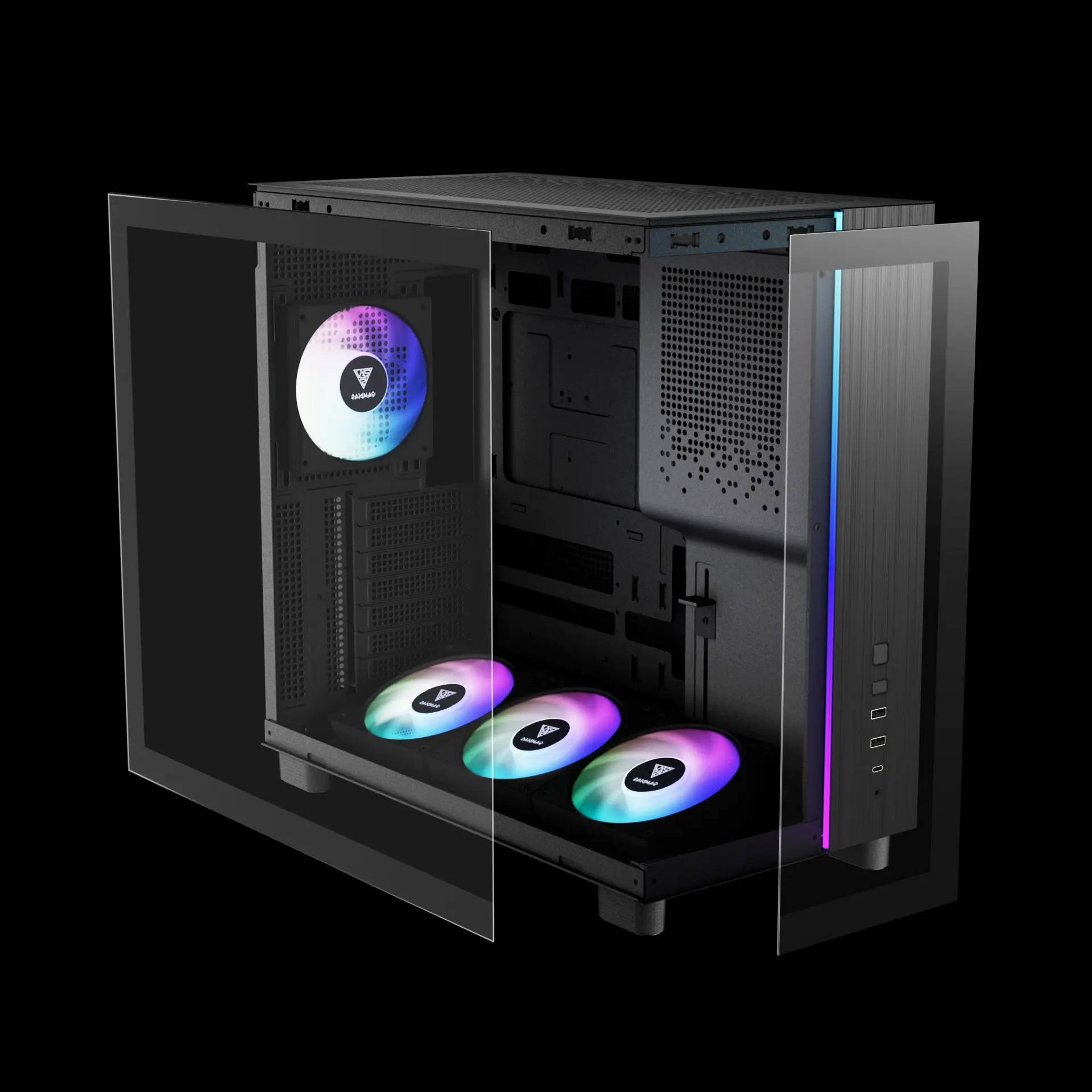 Vỏ Case GAMDIAS ATLAS M4 BLACK (ATX/4 fan) - Hình 2