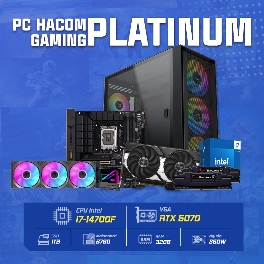 PC HACOM PLATINUM PRO 035 (NVIDIA RTX 5070/ Intel I7 14700F/ WIFI) chính hãng